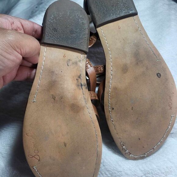 SAM EDELMAN SANDAL SIZE 7 COLOR BROWN FLAT LEATHER - Picture 7 of 7